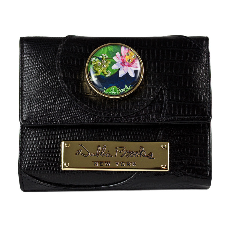 Wallet - Black Leather - Gold Hardware - Frog Mini-Magnafab