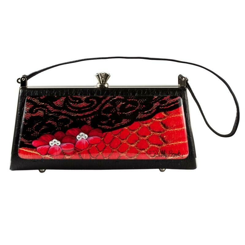 Long Petite - Black Leather - Red Snake Lace