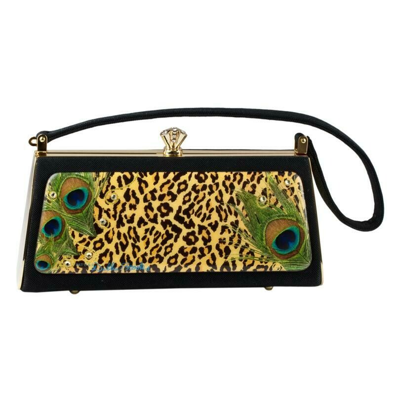 Long Petite - Black Satin - Leopard Peacock