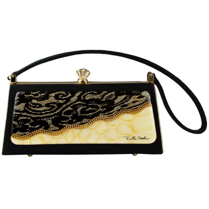Long Petite - Black Satin - Almond Snake Lace