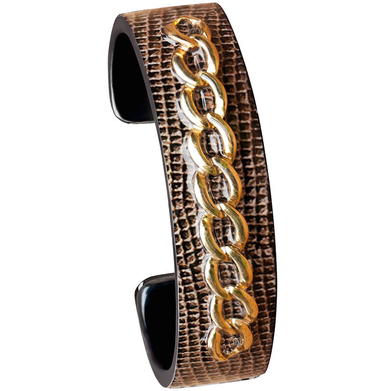 Nano Cuff- Brown Leather Chain