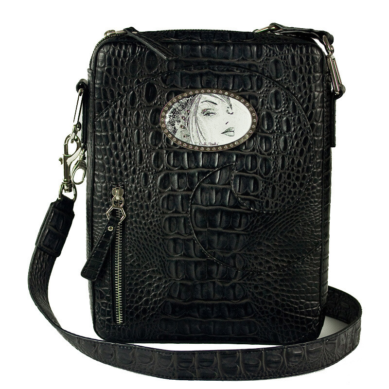 iPad Bag - Croc Emboss - Silver Hardware - Face Magnafab