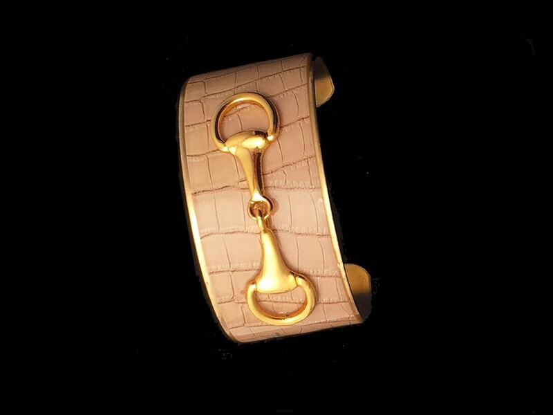 Gold Wide Beige Croc Bit