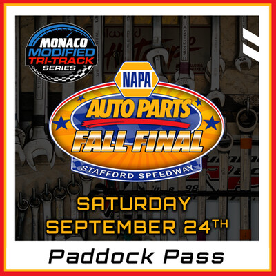 NAPA Auto Parts Fall Final Paddock Pass - Saturday, September 24th