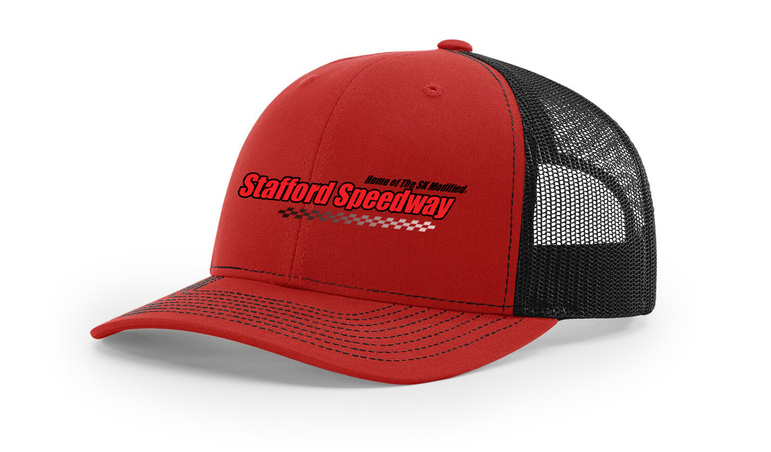 Red Black Center Logo Mesh Hat