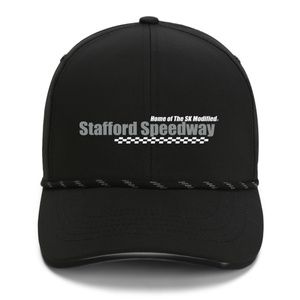 Black 6 Panel Rope Stafford Speedway Hat