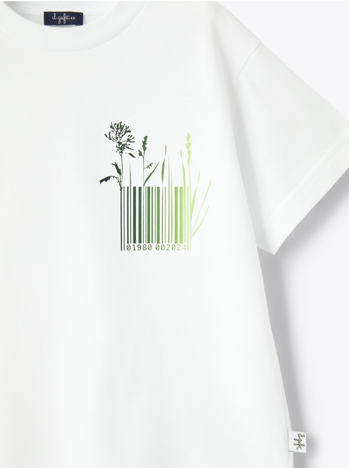 T-shirt bianca stampa codice a barre IlGufo