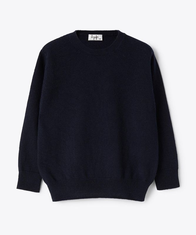 Pullover girocollo lana blu IlGufo