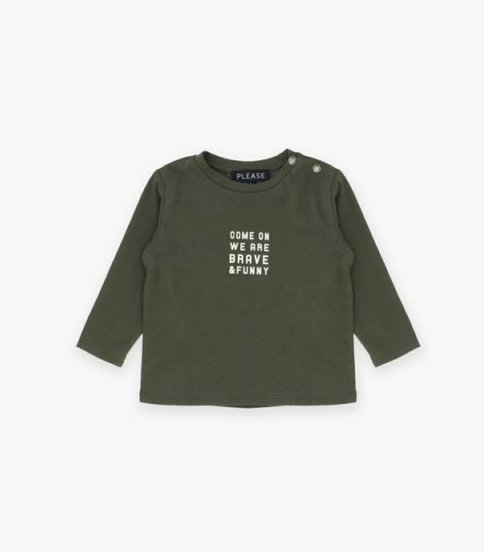 T-shirt verde militare manica lunga Please
