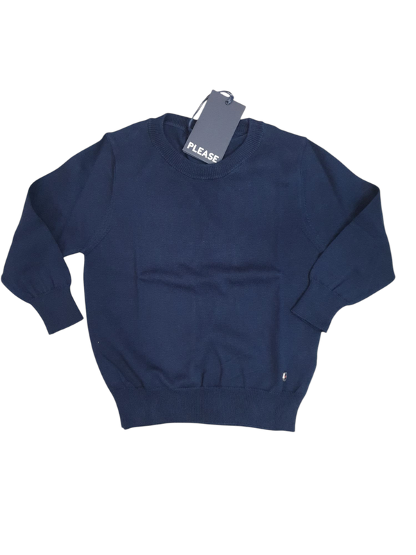 Pullover filo cotone blu Please