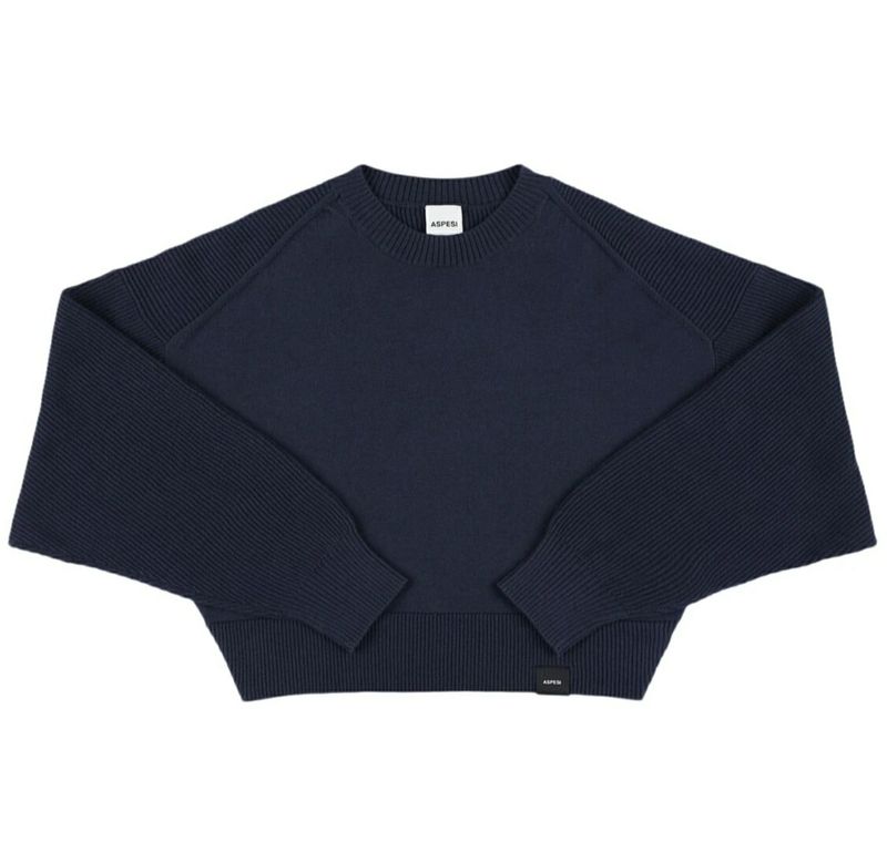 Pullover blu cropped Aspesi