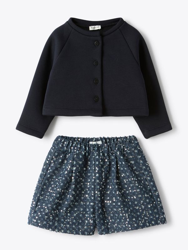 Completo in felpa e denim a paillettes IlGufo