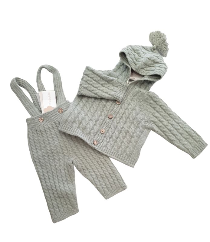 Completo 2pz salopette e cardigan salvia Wedoble