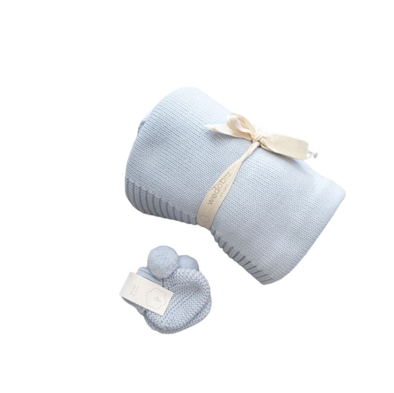 Coperta e babbucce celeste Wedoble