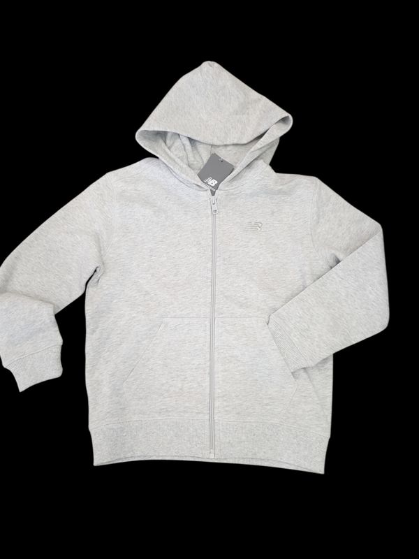 Felpa grigia full zip con cappuccio NEWBALANCE