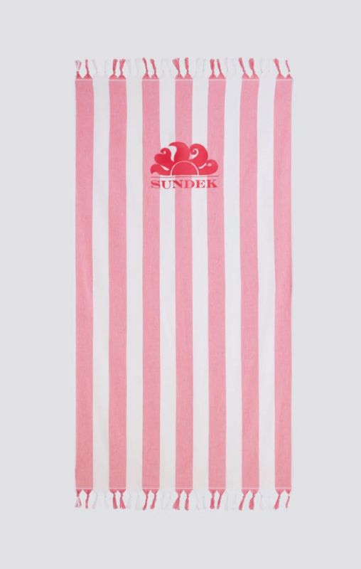 Telo mare fouta jacquard rigato rosa SUNDEK