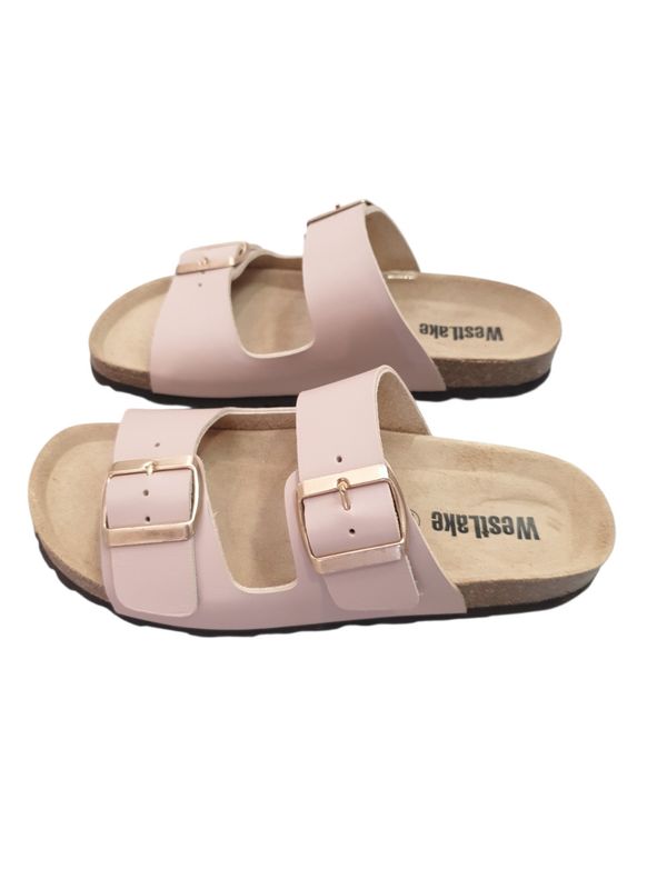 Sandalo vitello rosa doppia fibbia