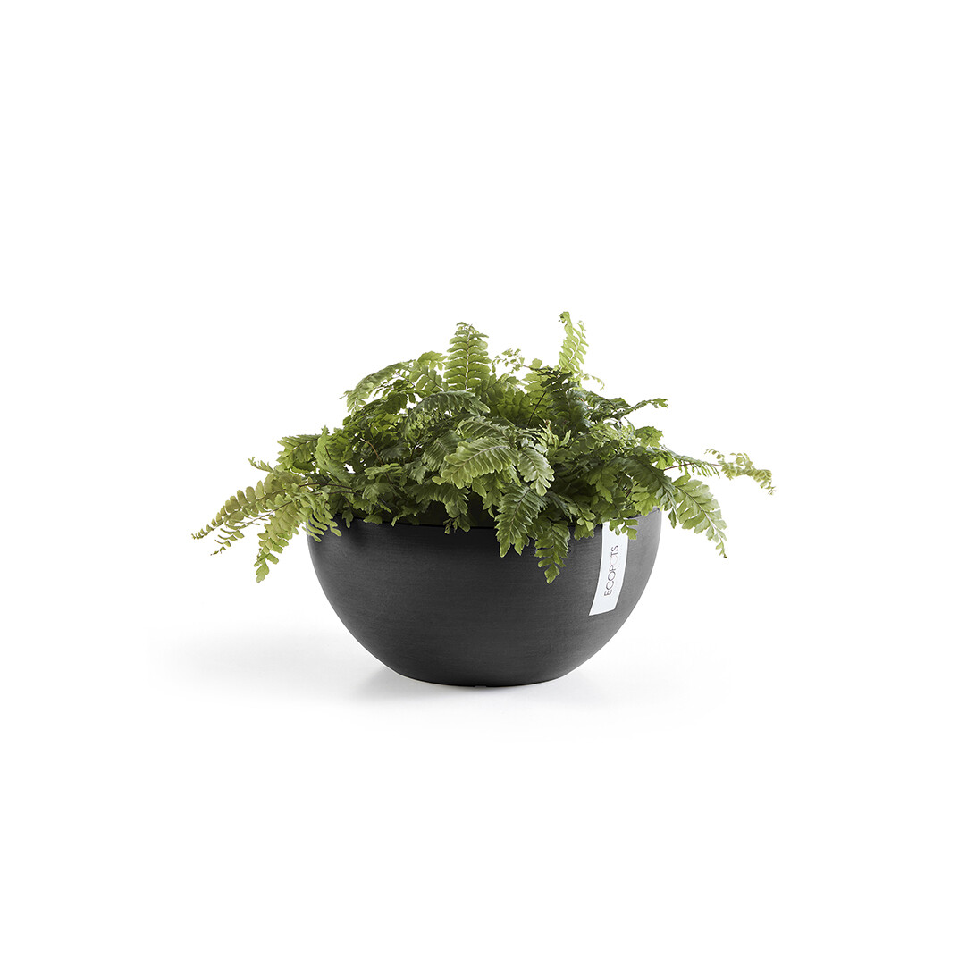 ECOPOTS Brussels Ciotola Rotonda Antracite Ø30cm – Vaso Portavaso In Plastica Riciclata Per Piante – Resistente A Gelo E UV