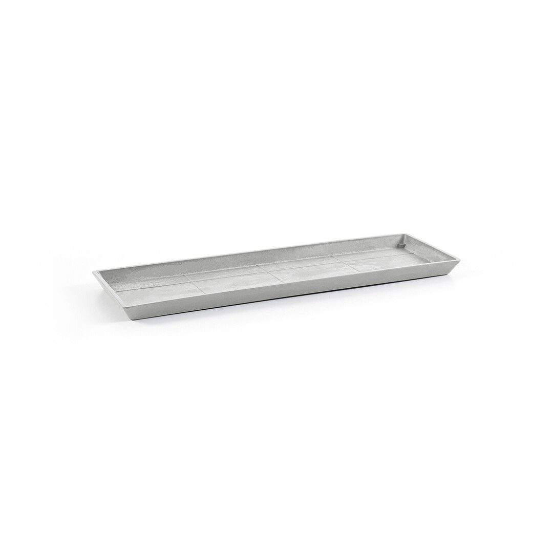Ecopots Saucer Rectangular White Grey - inside bottom L 44 cm / outside L 47,3 x H 2,6 cm