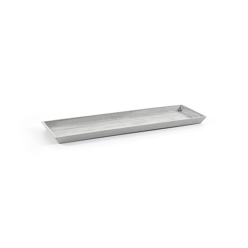 Ecopots Saucer Rectangular White Grey - inside bottom L 77 cm / outside L 78,9 x H 4 cm