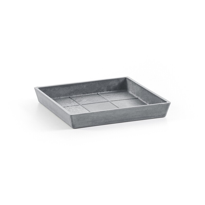 Ecopots Saucer Square Blue Grey - inside bottom L 16 cm / outside L 18 x H 2,5 cm