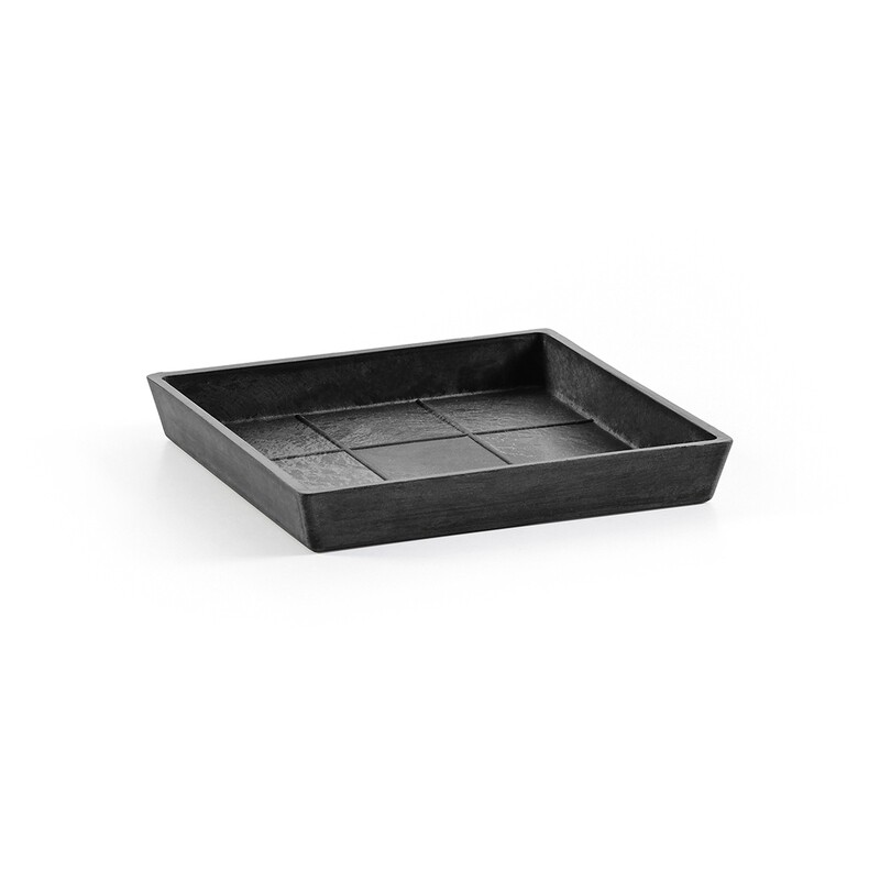 Ecopots Saucer Square Dark Grey - inside bottom L 16 cm / outside L 18 x H 2,5 cm
