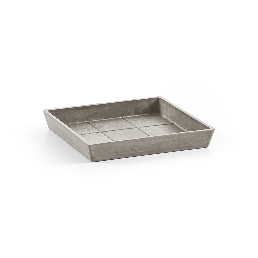 Ecopots Saucer Square Taupe - inside bottom L 16 cm / outside L 18 x H 2,5 cm