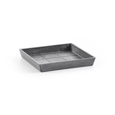Ecopots Saucer Square Grey - inside bottom L 16 cm / outside L 18 x H 2,5 cm
