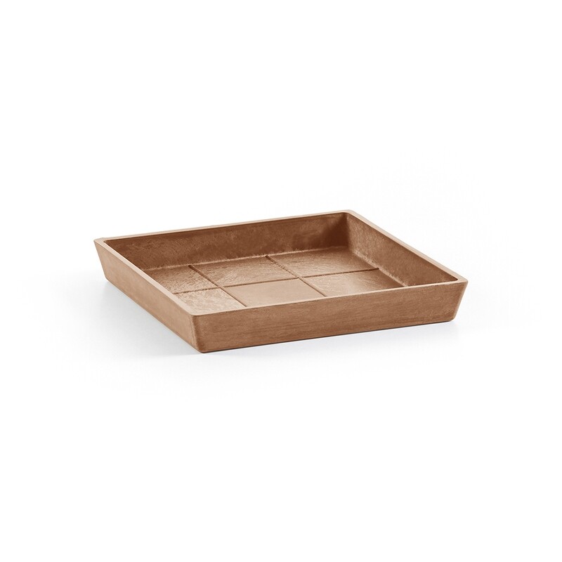 Ecopots Saucer Square Terra - inside bottom L 16 cm / outside L 18 x H 2,5 cm