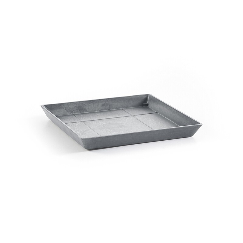 Ecopots Saucer Square Blue Grey - inside bottom L 24 cm / outside L 28 x H 3 cm