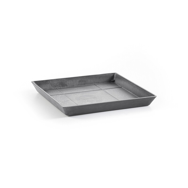 Ecopots Saucer Square Grey - inside bottom L 32 cm / outside L 35,5 x H 3,5 cm