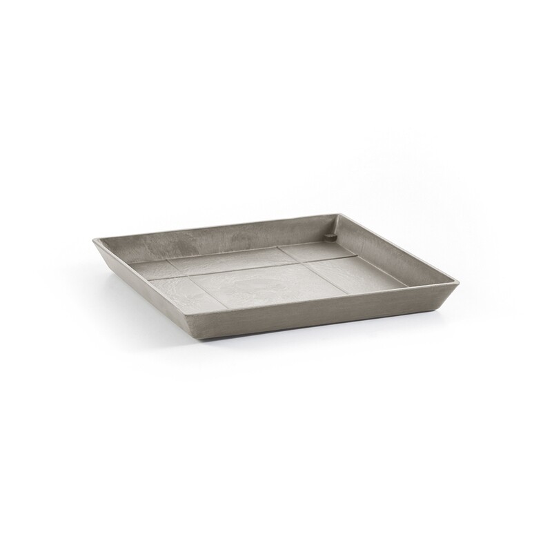 Ecopots Saucer Square Taupe - inside bottom L 32 cm / outside L 35,5 x H 3,5 cm