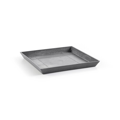 Ecopots Saucer Square Grey - inside bottom L 39 cm / outside L 43 x H 3,5 cm