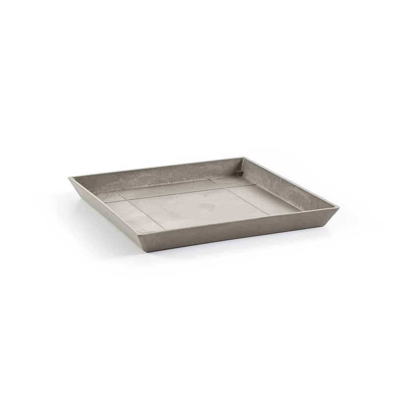 Ecopots Saucer Square Taupe - inside bottom L 39 cm / outside L 43 x H 3,5 cm