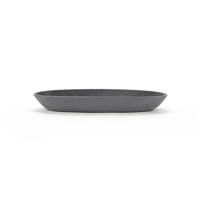 Ecopots Saucer Oval Grey - inside bottom L 20 cm / outside L 25,6 x H 3 cm