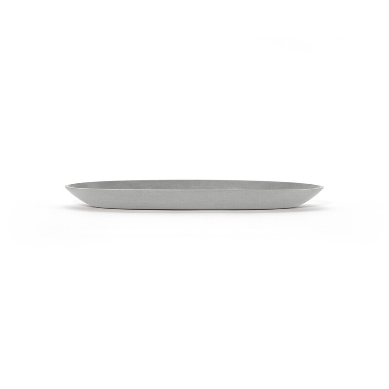 Ecopots Saucer Oval White Grey - inside bottom L 26 cm / outside L 35,2 x H 3 cm