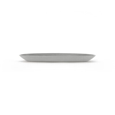 Ecopots Saucer Oval White Grey - inside bottom L 26 cm / outside L 35,2 x H 3 cm