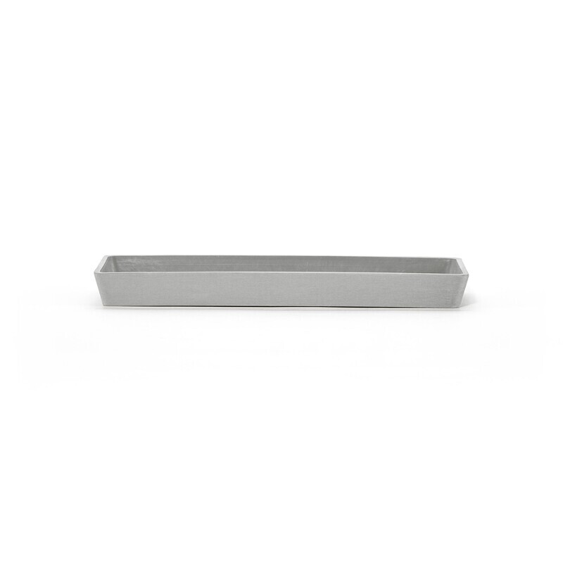 Ecopots Saucer Rectangular White Grey - inside bottom L 23 cm / outside L 25 x H 2,3 cm