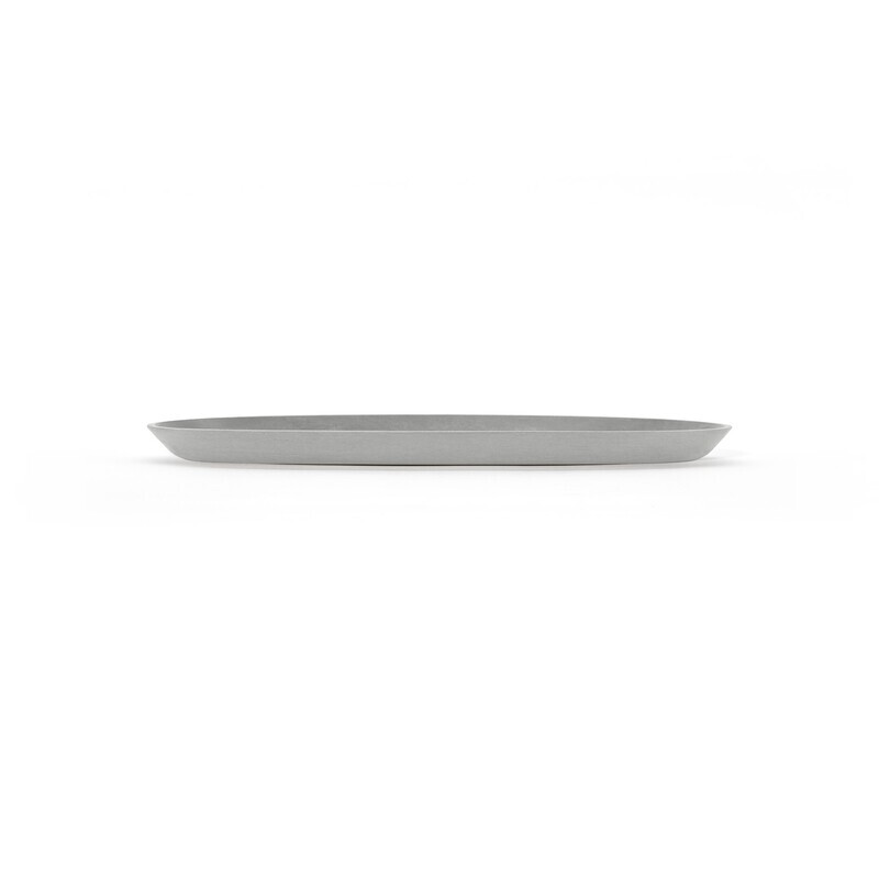 Ecopots Saucer Oval White Grey - inside bottom L 43 cm / outside L 49,4 x H 3 cm