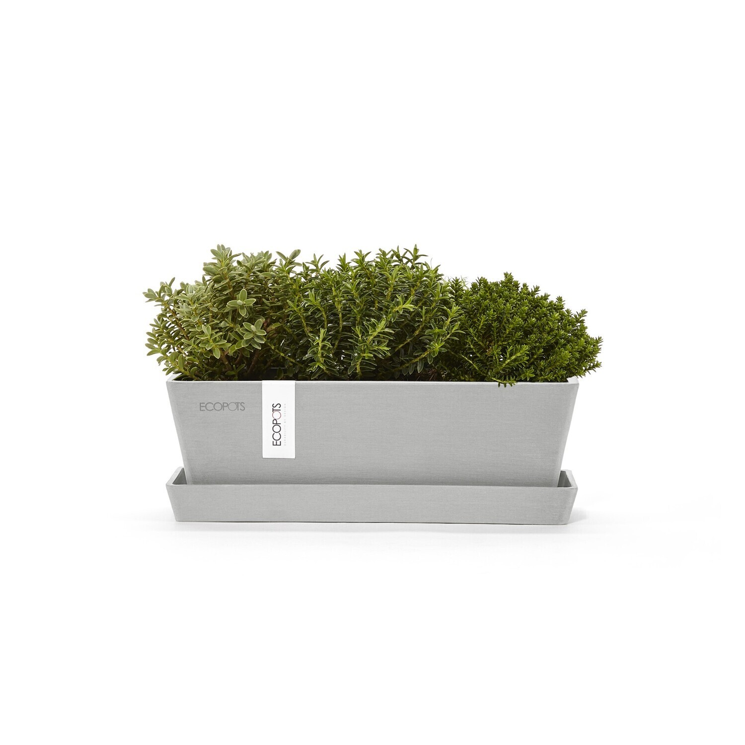 Ecopots Bruges Mini 25 + Saucer White Grey