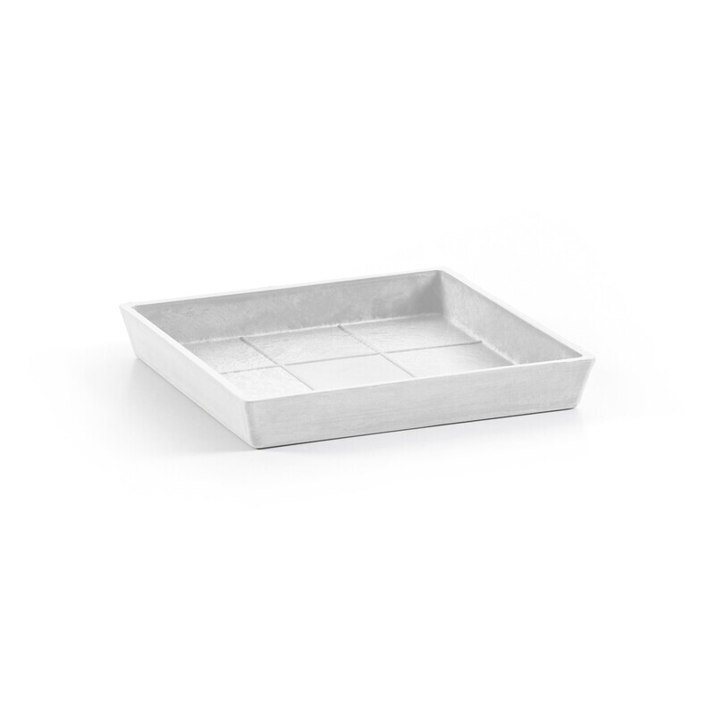 Ecopots Saucer Square Pure White - inside bottom L 16 cm / outside L 18 x H 2,5 cm