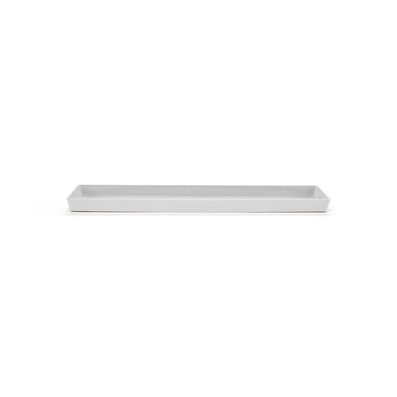 Ecopots Saucer Rectangular Pure White - inside bottom L 42 cm / outside L 43,5 x H 3,3 cm