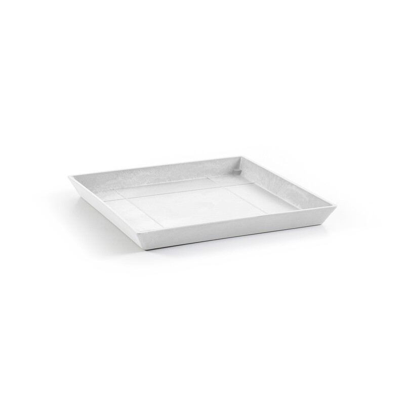 Ecopots Saucer Square Pure White - inside bottom L 39 cm / outside L 43 x H 3,5 cm