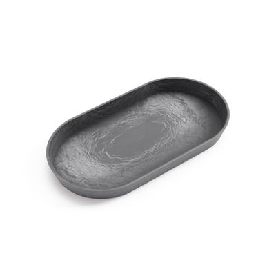 Ecopots Saucer Oval Grey - inside bottom L 26 cm / outside L 28,4 x H 2,4 cm