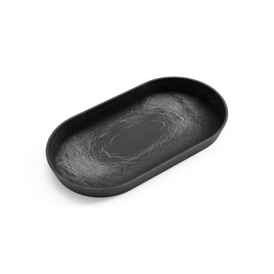 Ecopots Saucer Oval Dark Grey - inside bottom L 26 cm / outside L 28,4 x H 2,4 cm