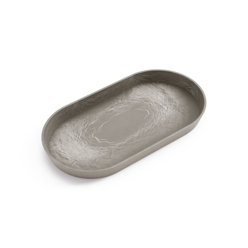 Ecopots Saucer Oval Taupe - inside bottom L 26 cm / outside L 28,4 x H 2,4 cm