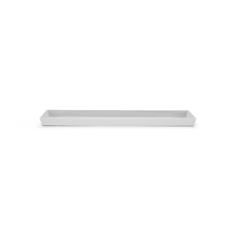 Ecopots Saucer Rectangular Pure White - inside bottom L 52 cm / outside L 53,5 x H 3,3 cm