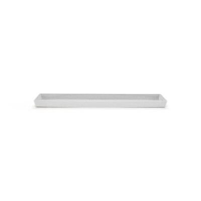 Ecopots Saucer Rectangular Pure White - inside bottom L 41,7 cm / outside L 43,5 x H 3,3 cm