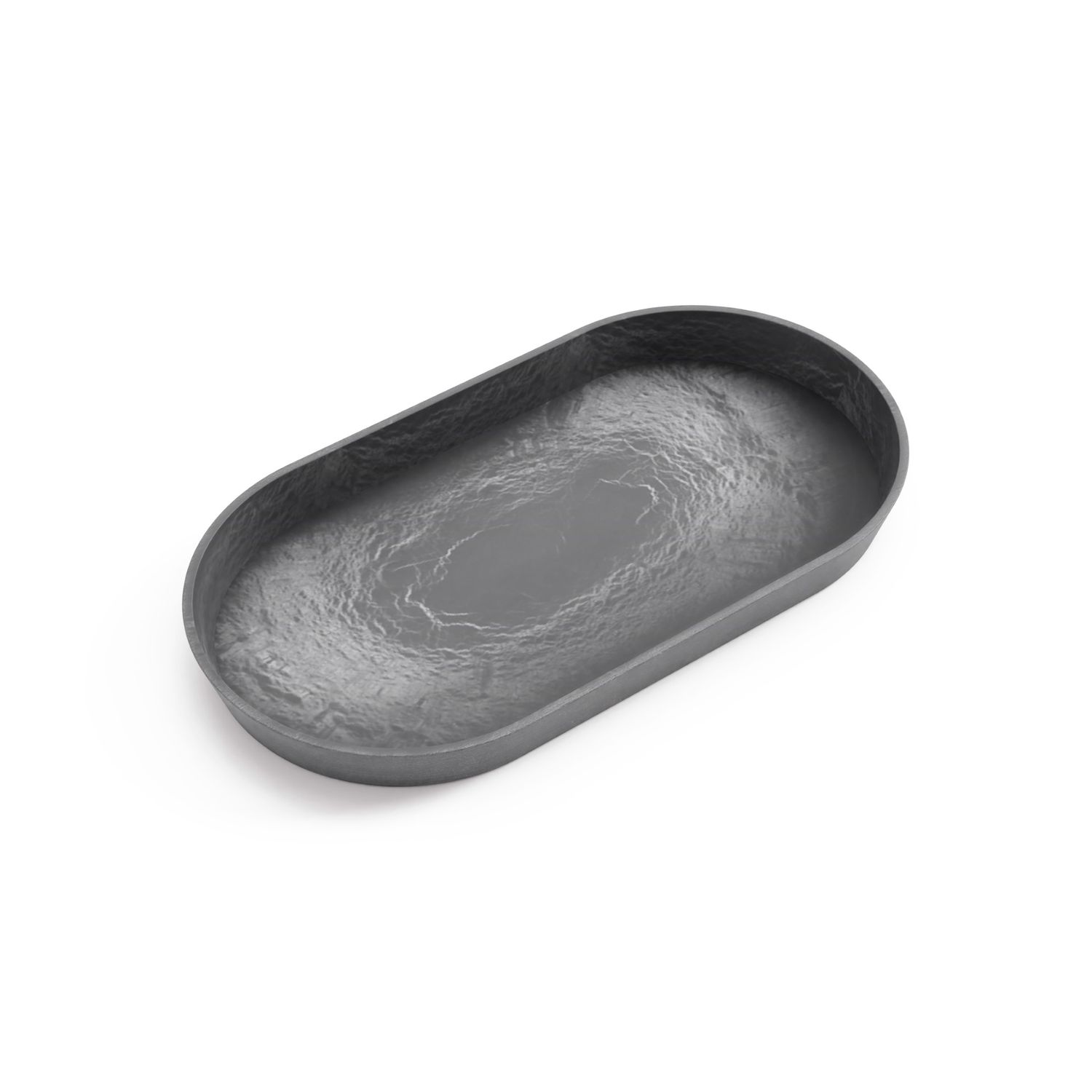 Ecopots Saucer Oval Grey - inside bottom L 26 cm / outside L 28,4 x H 2,4 cm