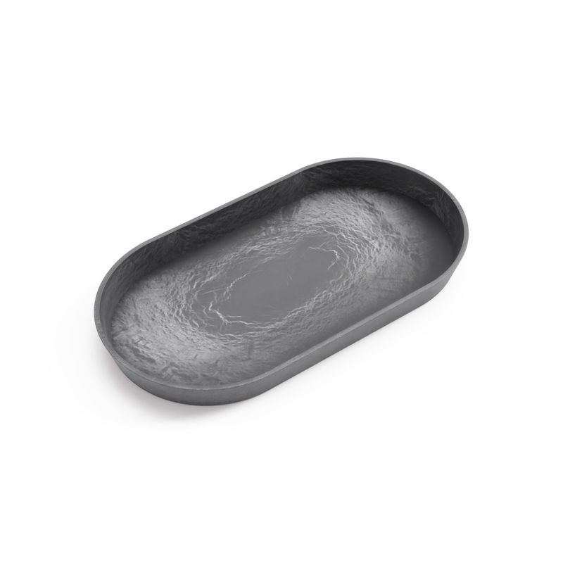 Ecopots Saucer Oval Grey - inside bottom L 26 cm / outside L 28,4 x H 2,4 cm